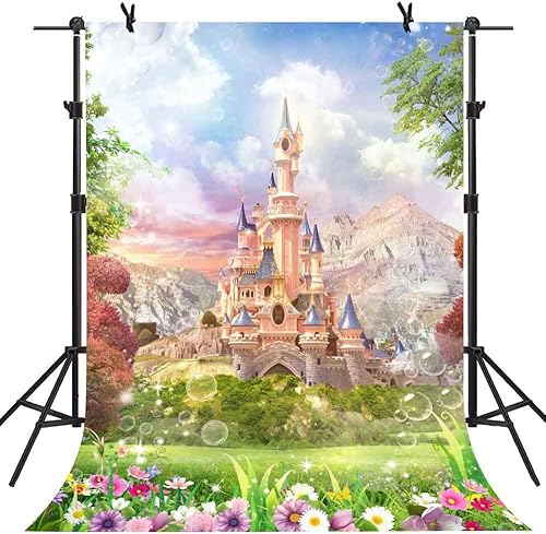 Fondo de castillo de cuento de hadas de dibujos animados de fantasía, 5 x 7 pies, baby shower, fiesta de cumpleaños, accesorios de estudio