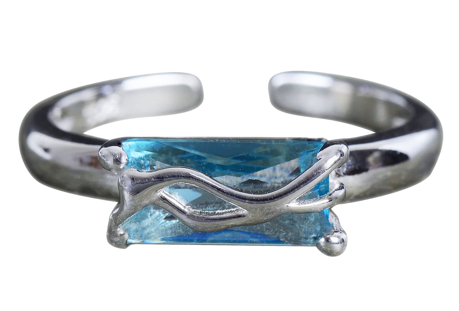 NicoWerk Zilveren damesring met steen van 925 sterling zilver, asymmetrisch, speels, elegant, glad, eenvoudig, zirkonia, verstelbaar, open SRI763, 925 sterling zilver, zirkoniasteen, Zirkonia