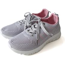 Amiami CN307 Lace-Up Mesh Sneakers, Walking Shoes, Womens, Black