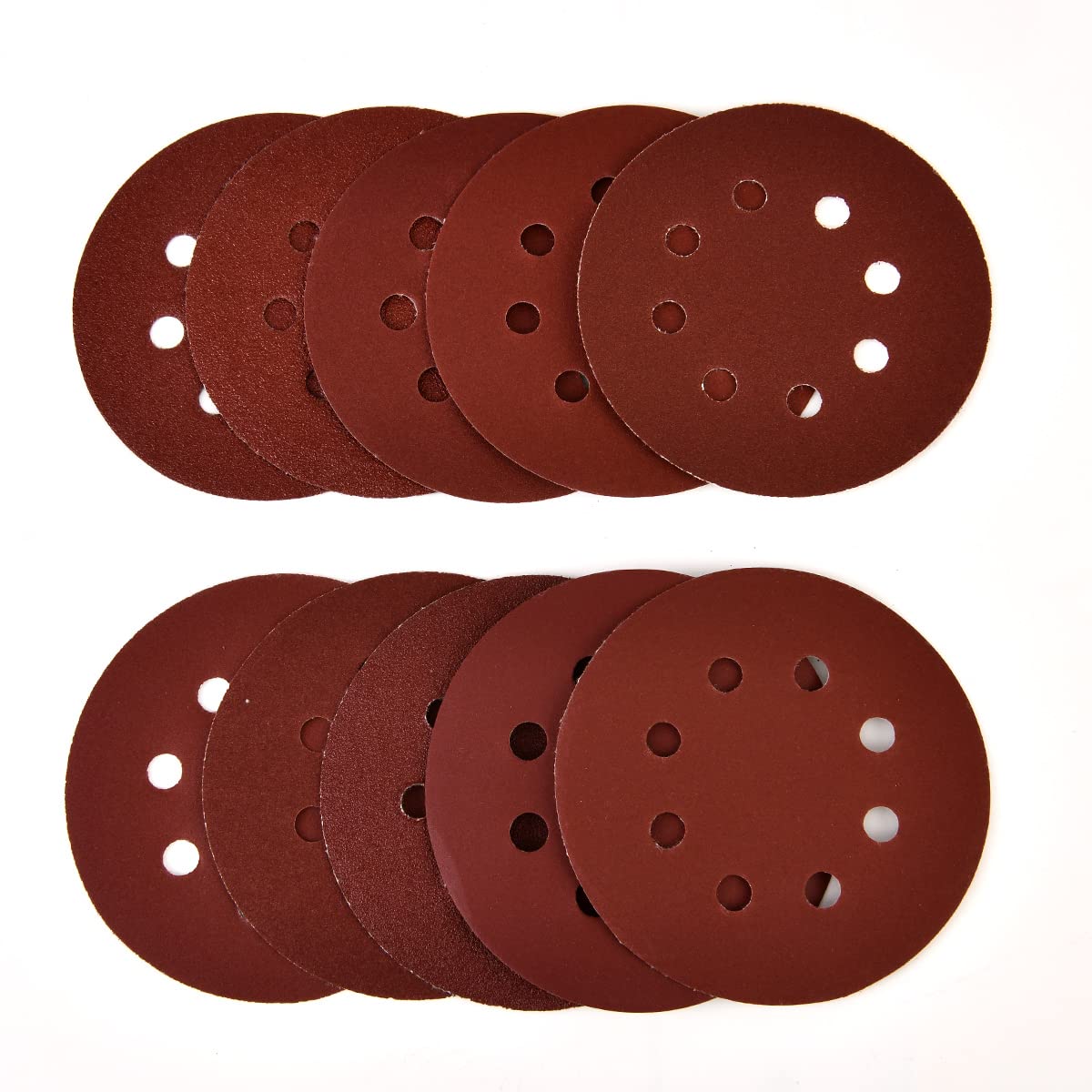 EIRONA 200-piece Sanding Discs Set - 5-Inch 8-Hole Sandpaper 10 Grades Include 60, 80, 100, 120, 150,180, 240, 320, 400, 600 Grits for Random Orbital