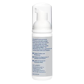 OCuSOFT Lid Scrub PLUS Platinum Extra Strength Foaming Eyelid Cleanser - Leave-On Eyelid & Eyelash Cleanser with Phytosphingosine to Remove Oil, Dirt & Makeup -1.68 fl oz | For Redness-Prone Eyelids