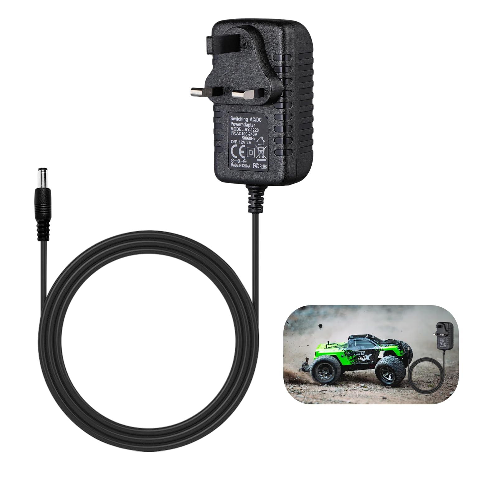 Kids Electric Car Charger, 1 Pcs 5.5mm x 2.1mm 12v Battery Charger, Car Battery Chargers 12v, Suitable for Children's Ride-On Cars, Suvs, All-Terrain Vehicles, Sports Cars and Electric Quad Bikes