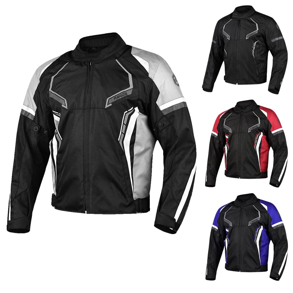 PANDA CYCLE GEAR Motorcycle Jacket for Men & Women Cordura Protective All Season ATV Enduro Dual Sports Impact Armored Touring Biker's Jackets (US, Alpha, X-Large, Regular, Regular, GREY)