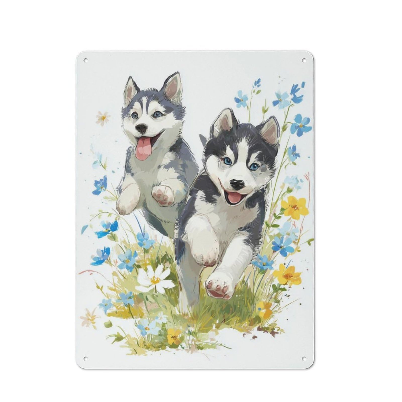 Junmoney Playful Husky Pups For Garden Room Or Summerhouse, Vintage Tin Sign 40X30cm, For Display In Garden Rooms And Summerhouses