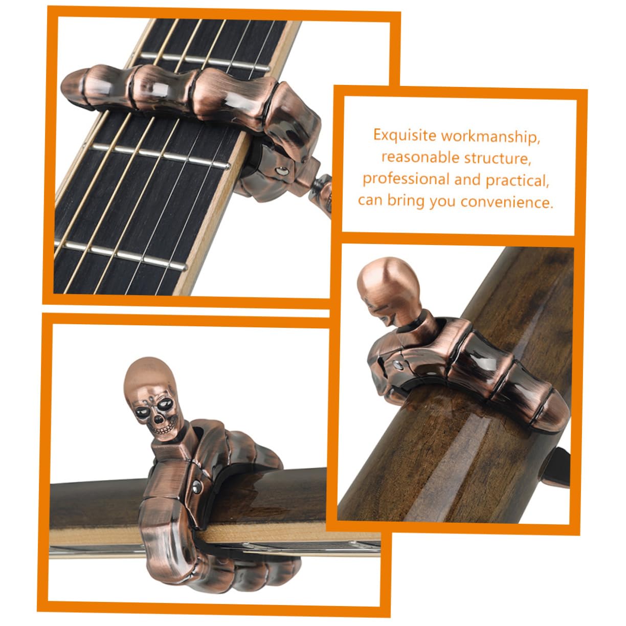 Capo per Chitarra e Ukulele a Forma di Teschio in Lega di Zinco Presa Antiscivolo