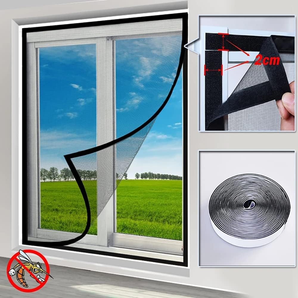 160x190cm Fenster Fliegengitter - ohne Bohren Moskitonetz für Balkontür & Dachfenster, Effektiver ct Schutz, Pollenschutzgitter für Haus & Garten