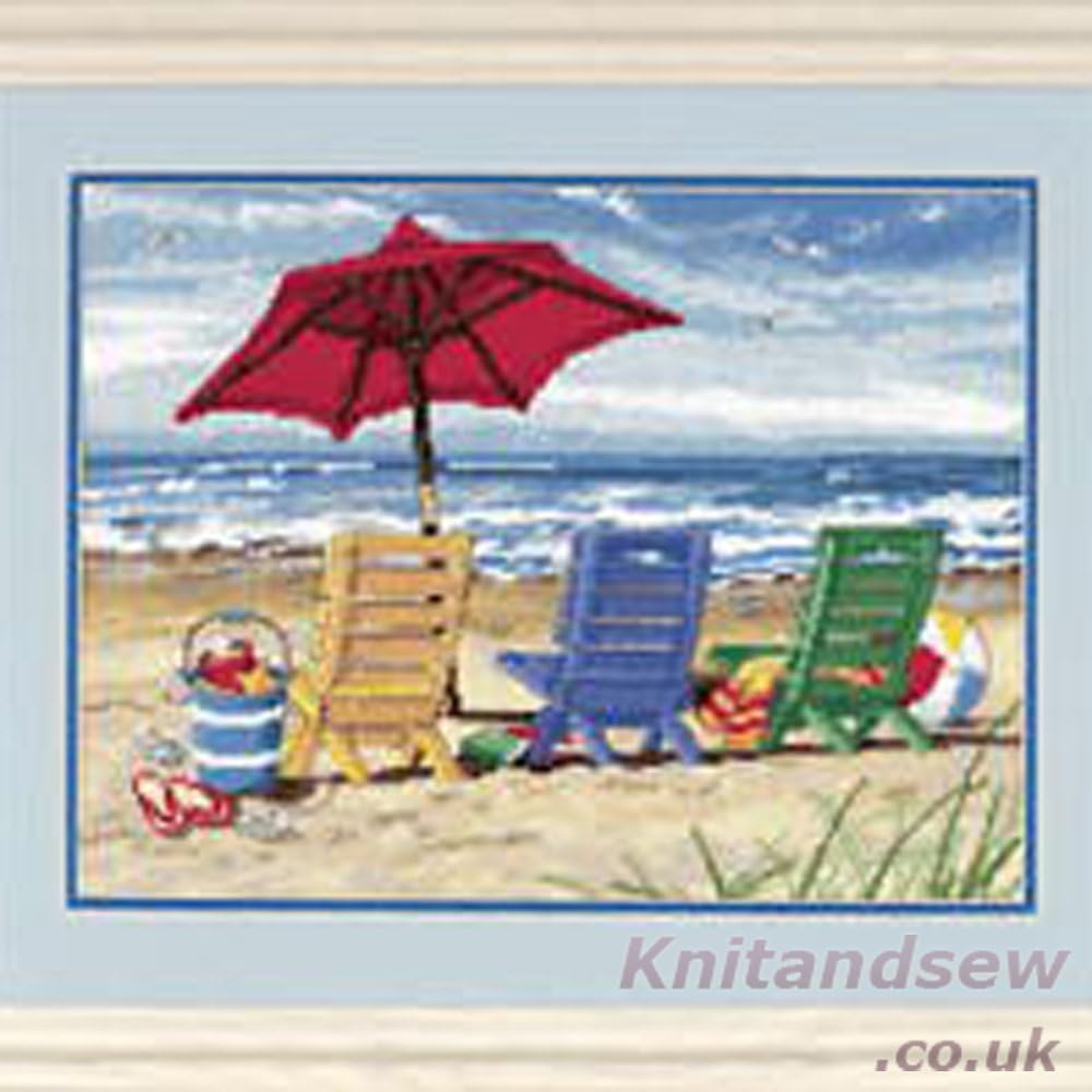 Dimensions Needlepoint Kit, Beach Chair Trio, 20'' x 16''