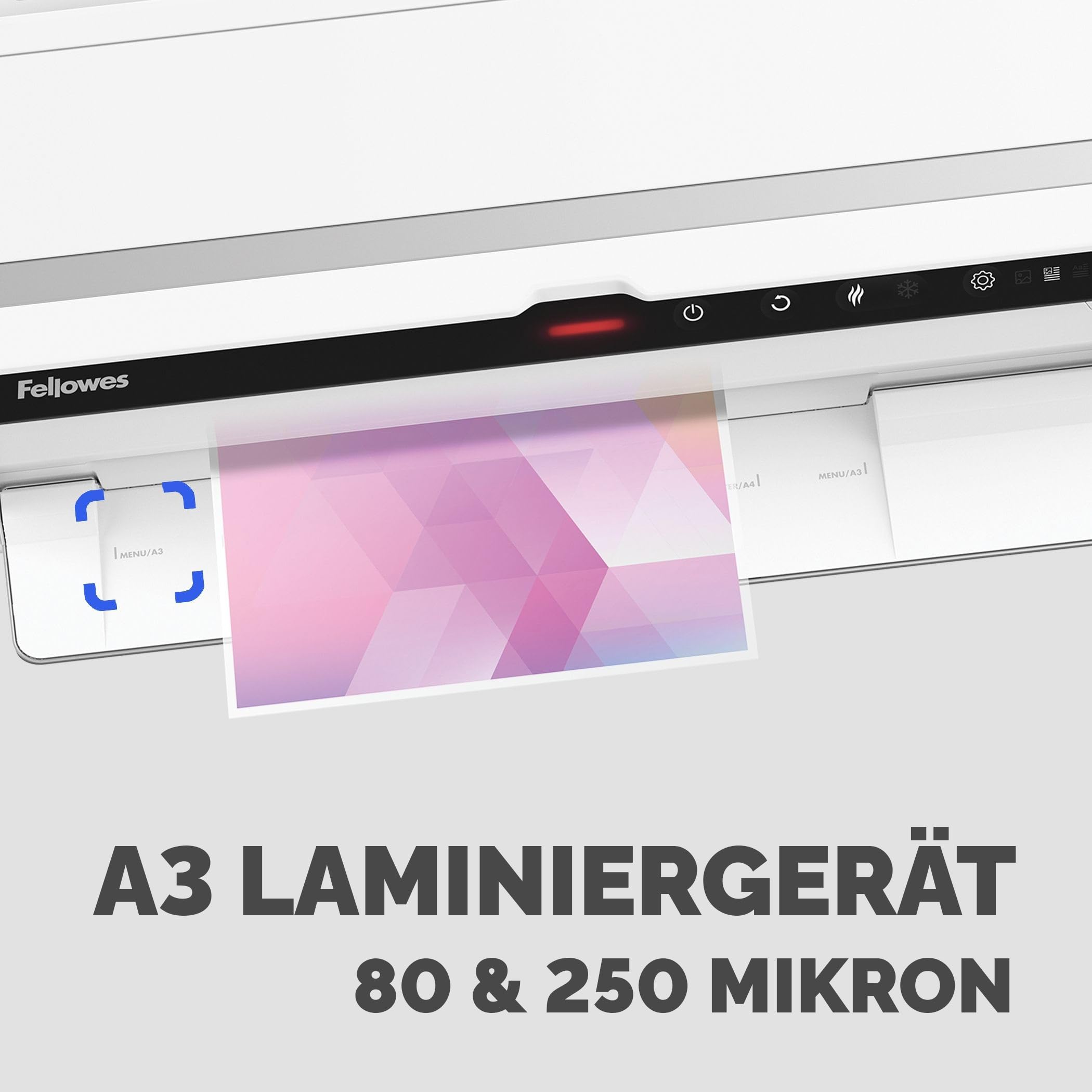 Fellowes Venus Laminiergerät A3 zum Heißlaminieren von 80-250 Mikron Laminierfolien, Intensivgebrauch, automatischer Rückwärtsgang, inkl. 10 Laminierfolien, weiß