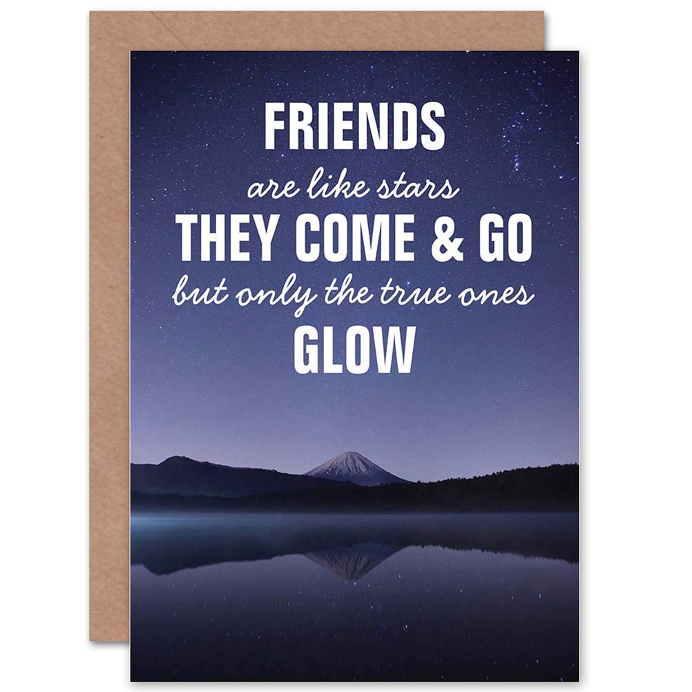 Wee Blue Coo CARD GREETING QUOTE MOTIVATION STAR FRIENDS GLOW