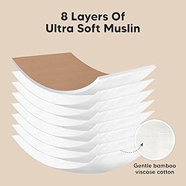 5-Pack Muslin Burp Cloths Baby Boy, Girl - Very Absorbent Baby Burp Cloth Rags, 8-Layers Viscose Derived from Bamboo Cotton Muslin Towel, Super Soft Spit Up Rags, No Shrink Washcloths (Hills)