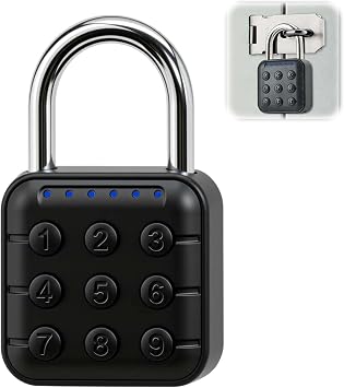 6 Digit Combination Padlock, IP67 Waterproof Multi-User Code Function Electronic Gym Locker Smart Lock with Stainless Steel Shackle High Security for Gym School Garage Travel Outdoor Use – Black