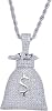 Jewelry Men Hip Hop Money Bag CZ Cluster Pendant Iced Out Bling Cubic Zircon 18K Gold Plated Diamond Necklace with Stainless Rope Chain