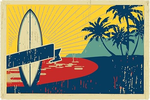 Miniatura 7 de Póster de tabla de surf, palmera, surf, viajes, playa, playa, paraíso tropical, arte del mar, olas de arena, estética, vintage, retro, vintage,