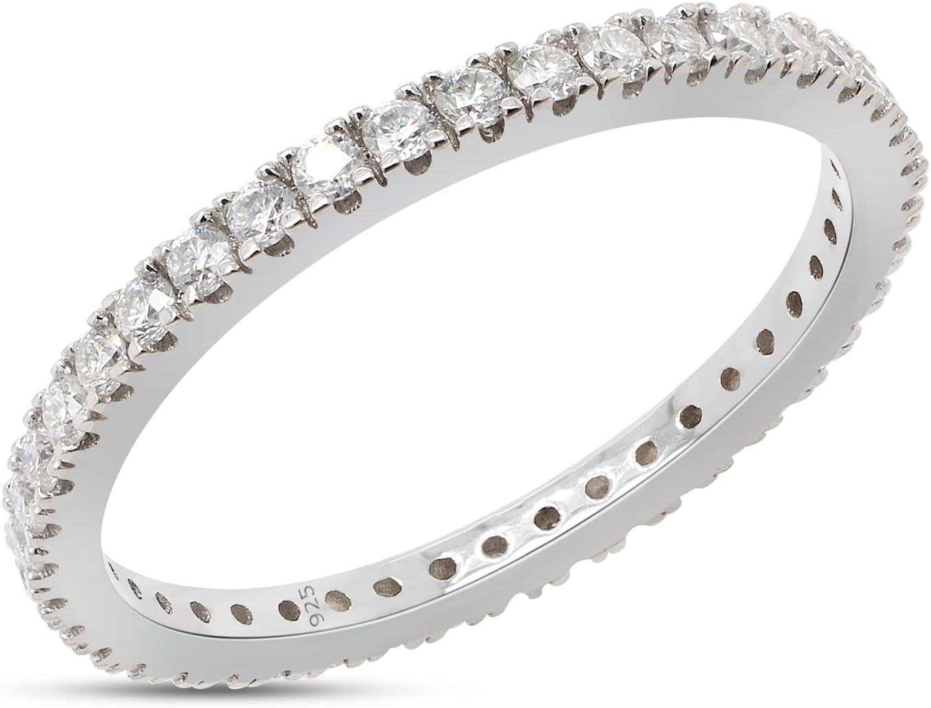 SAVEARTH DIAMONDS 1/2 cttw Lab Created Moissanite Diamond Full Eternity Stackable Wedding Band Ring In 14k Gold Over Sterling Silver Jewelry For Women (VVS1 Clarity, 0.50 Cttw)