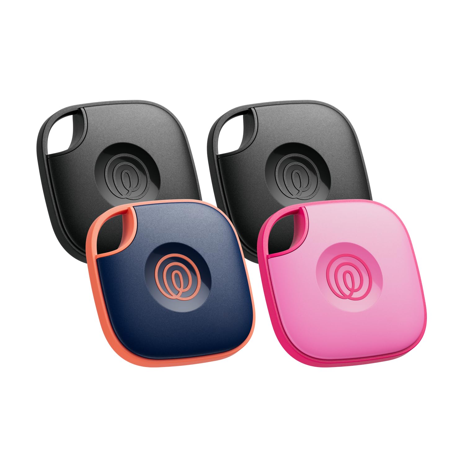 Life360 Tile - Bluetooth Tracker, Keys Finder and Item Locator for Keys, Bags and More. Phone Finder. Both iOS and Android Compatible. 4-Pack (Black/Pink Punch/Navy Blaze)