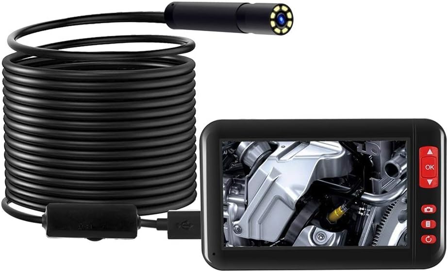 2M/5M/ 10M 8mm F200 Camera HD 1080P with 4. 3 Inch Screen Display 2000mAh 8 LED Light Inspection Borescope Camera (Size : 5M)