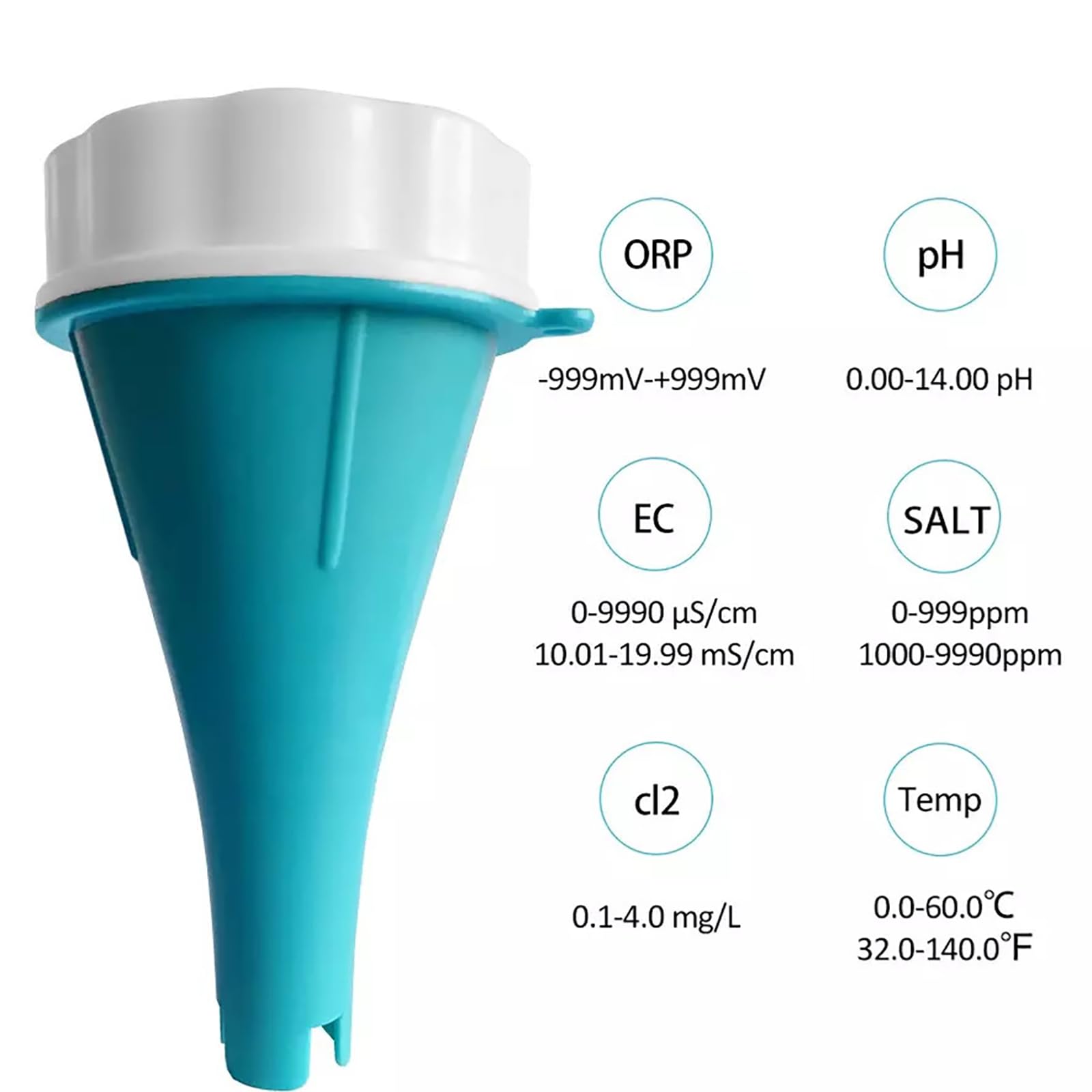 Medidor De Agua para Piscinas Bluetooth 6 En 1, Medidor De Cloro Flotante Bluetooth, Medición De Ph, EC, Orp, Cloro, Salinidad Y Temperatura, para Piscinas, Spas E Hidroponía.