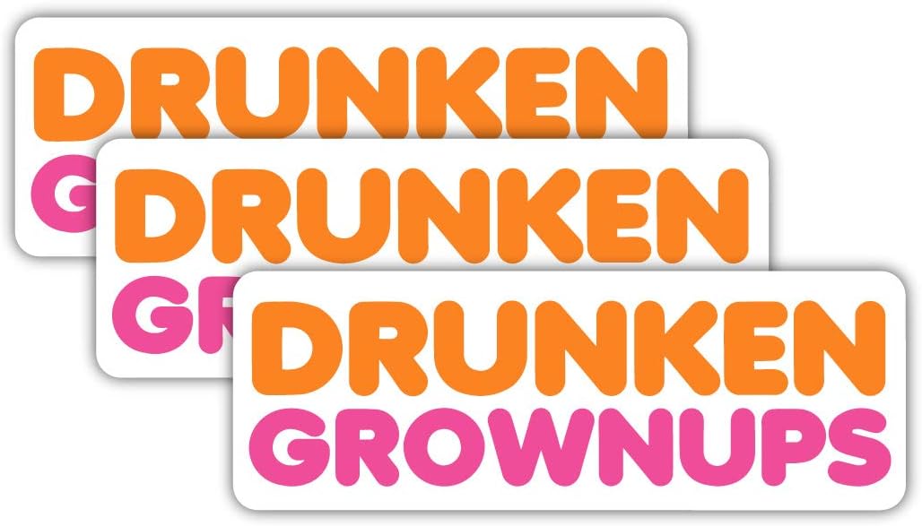 Drunken Grownups Funny Vinyl Sticker 5 Inch (Single Pack)