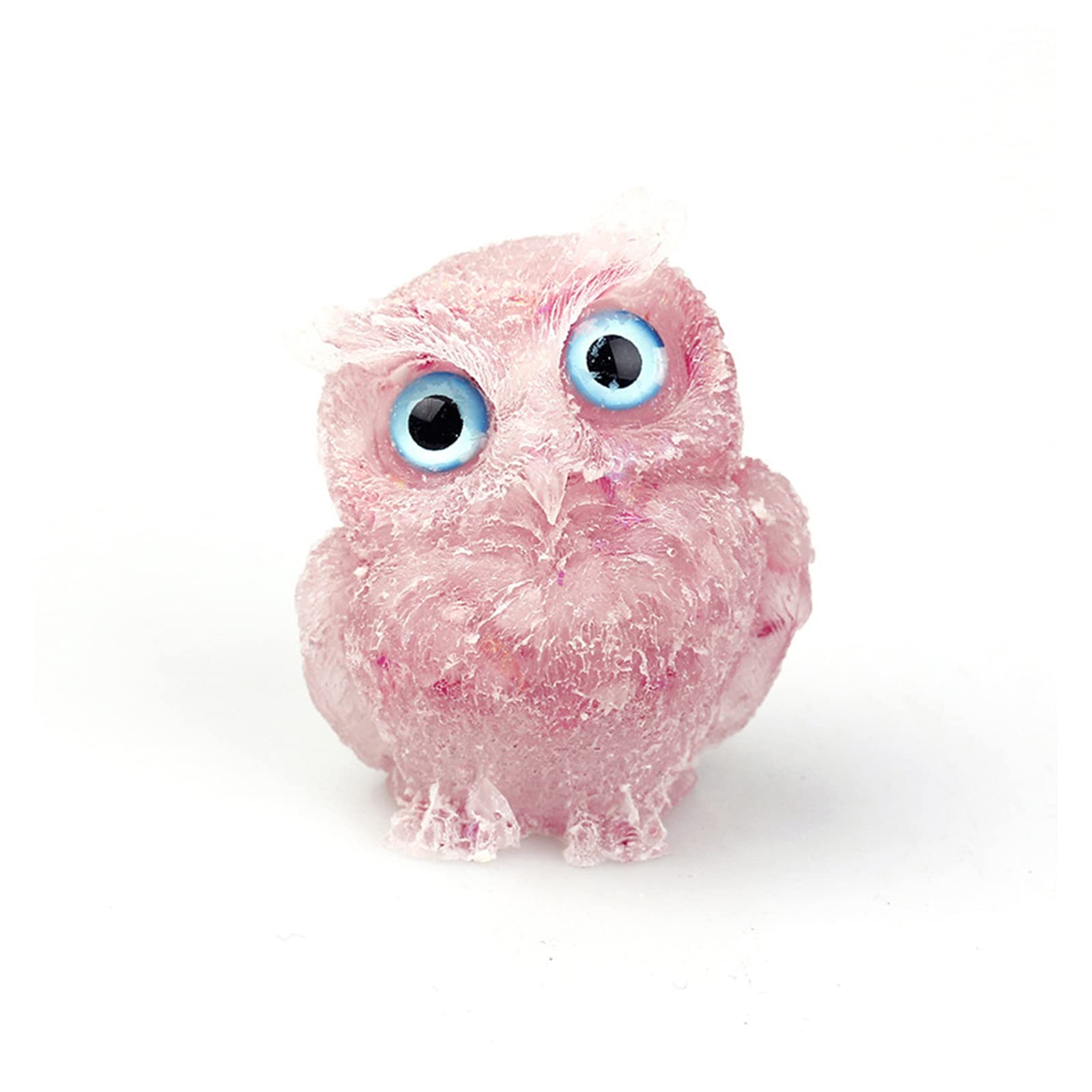 Pink Hand-Carved Natural Crystal Owl Statue, Reiki Healing Gemstone Animal Figurines Animal Carving Gemstone Statue Sculpture For Home Office Decoration Collectibles