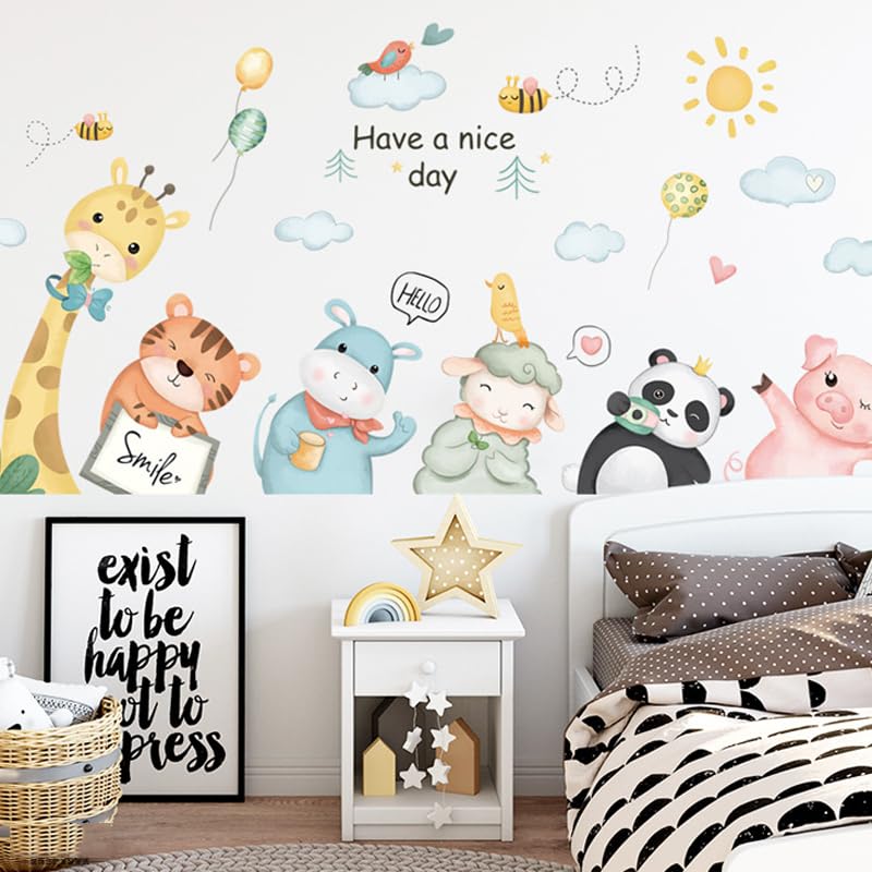 Image of Cute Animal Affirmation Wall Stickers for Kids Room Bedroom Living Room Door Study Boho Nursery Wall Decoration Wall Sticker for Baby Boy Girl Room Bedroom Nursery Playroom Decor