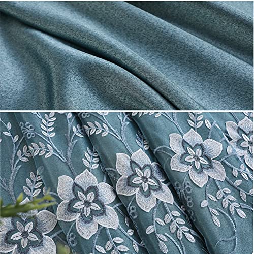 Curshimer Double Layer Blackout Curtains With Flower Embroidered Sheer Luxury European Mix Match Window Drape Grommet Curtain Attach Valance 1 Panel #TOP2