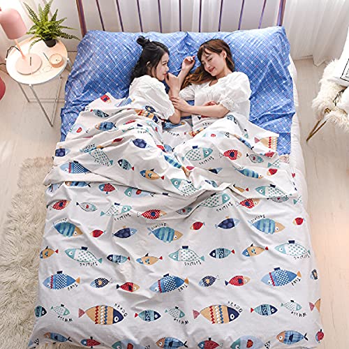 Triwonder Sleeping Bag Liner Camping Sheet Travel Sheet Cotton Lightweight Sleeping Sack For Camping, Traveling, Hotels & Backpacking (Light Blue, S - 31.5X90.6 In) #TOP6