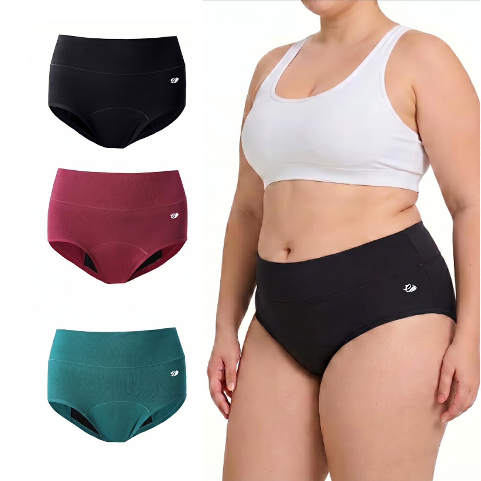 Lot de 3 culottes d'incontinence pour femme réutilisables, lavables et absorbantes, taille haute, en coton, anti-fuite, pour femme, grande taille, contrôle de la vessie menstruelle post-partum, 5XL