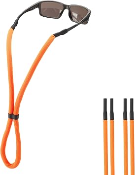 Sunglasses Strap Holder for Floating - Adjustable Glasses Strap Lanyard for Men Women - Eyeglass Strap Holders Around Neck - Eyewear Retainer Cord String for Water Sports - 2pcs Orange