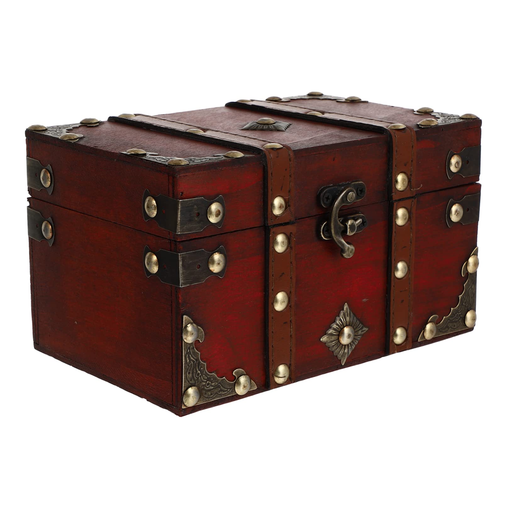Caja de Regalo Hecha a Mano, Caja de Almacenamiento de Madera, Caja de Recuerdo de Madera, Cofre del Tesoro, Caja de Cofre Vintage, Caja de Madera Decorativa, Organizador de j(Rojo)