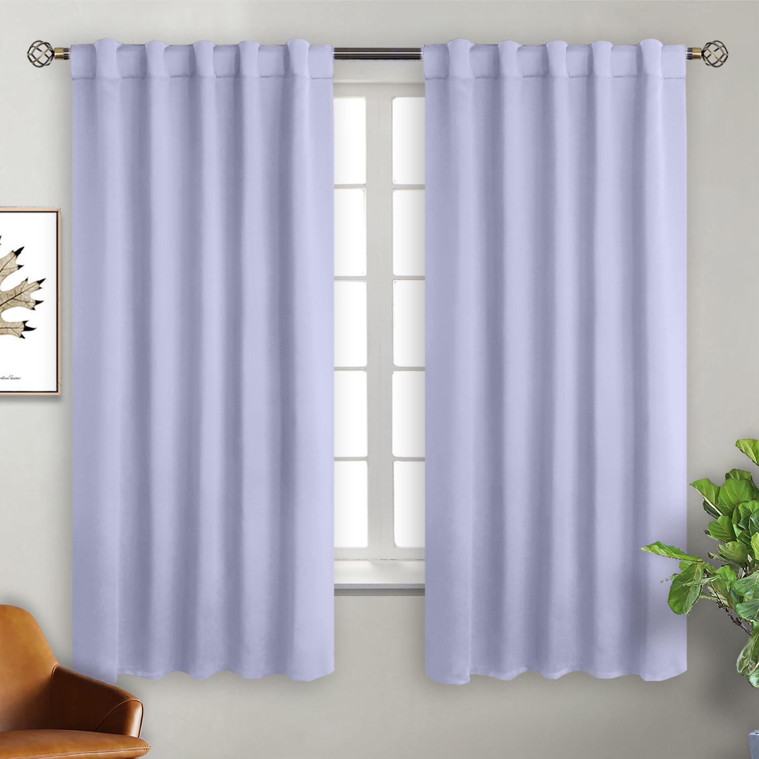 BGment Rod Pocket and Back Tab Blackout Curtains for Bedroom - Thermal Insulated Room Darkening Curtains for Living Room, 2 Window Curtain Panels (42