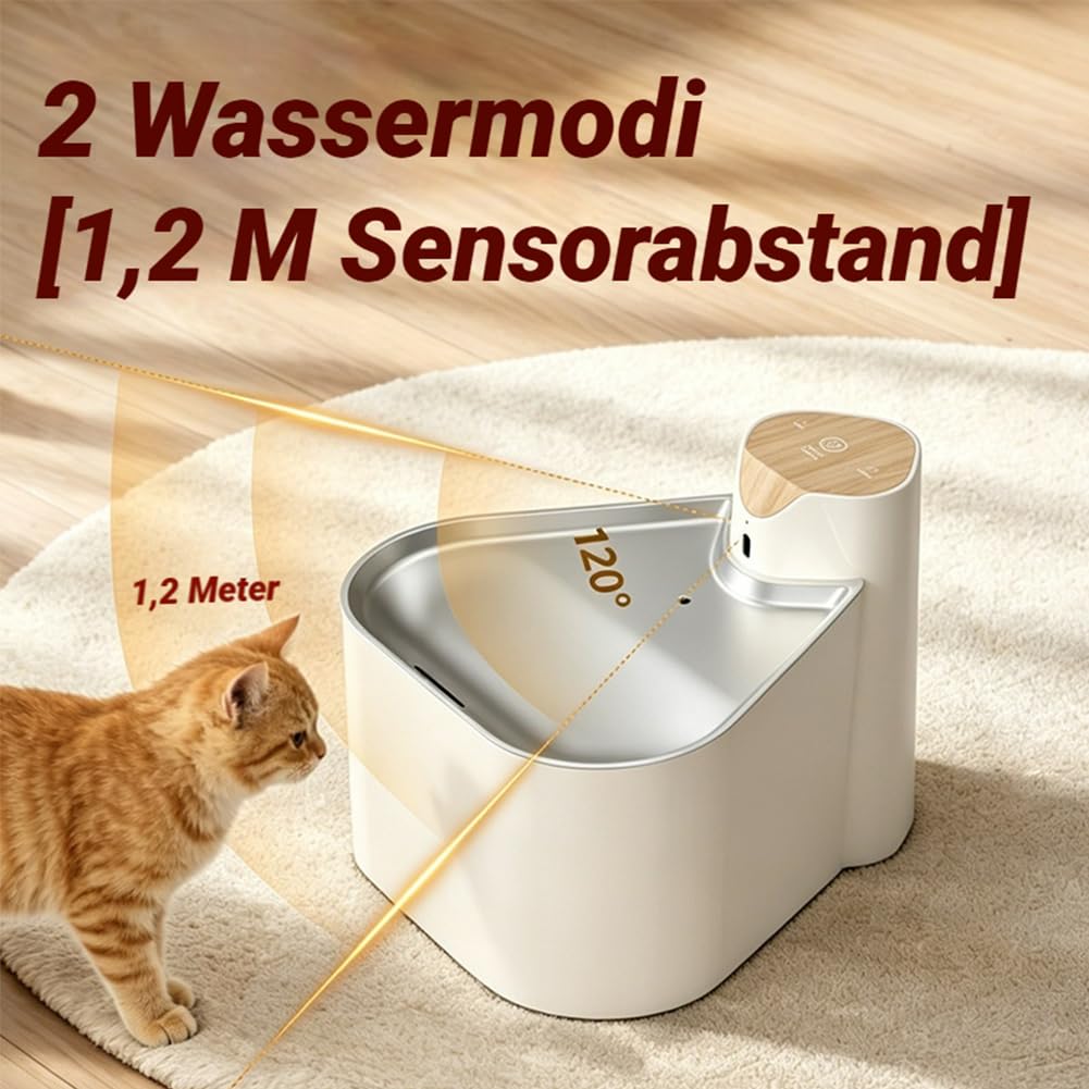 Wasserbrunnen FüR Katzen, Katzentrinkbrunnen Kabellos, USB, 2000 Mah, 1,6 L, FüR Wohnzimmer, Balkon, HaustiergeschäFt, Outdoor, Hund, Welpen, KäTzchen