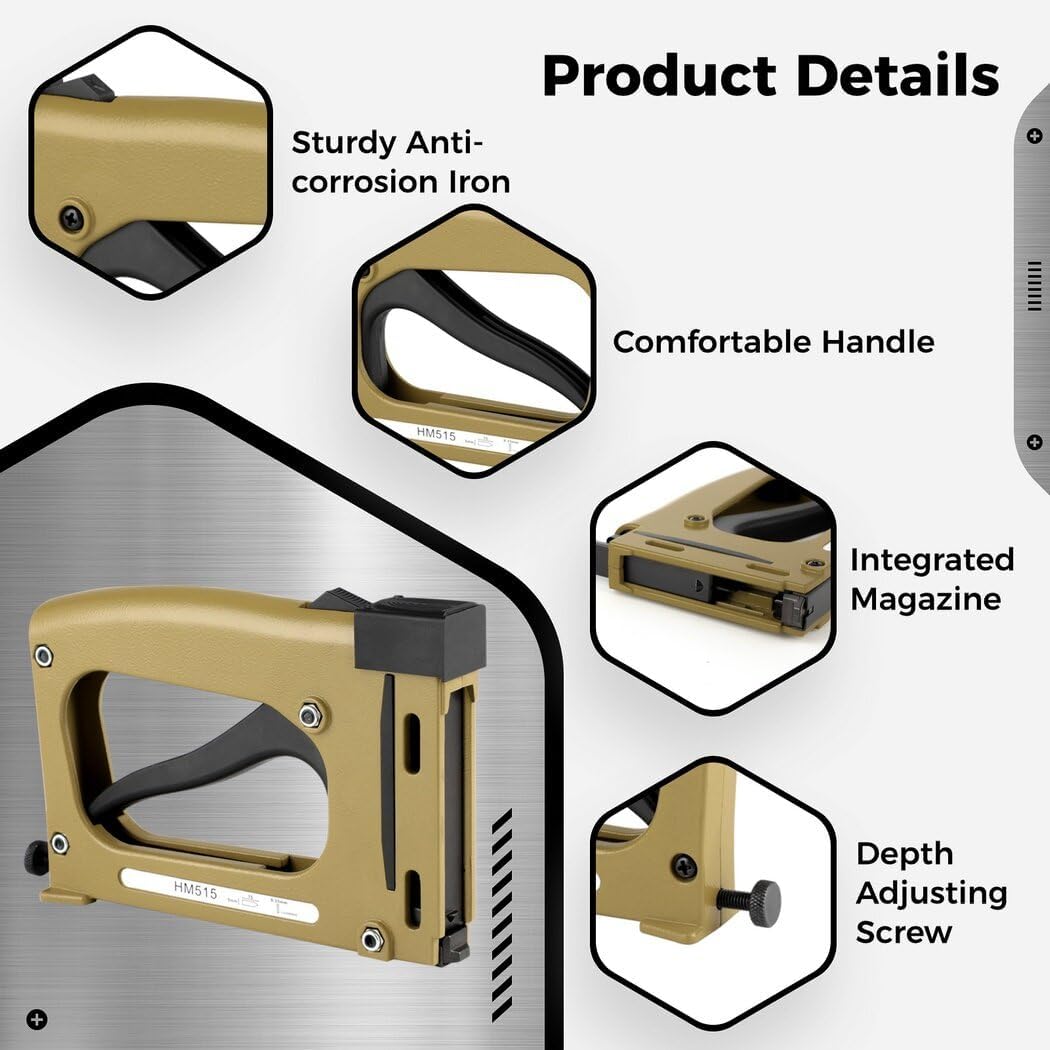 Point Driver for Pictures Framing with 1000 Staples, Picture Frame Stapler, Adjustable Point Tacker, Framing Point Driver for Picture Frames, Furniture Repair, DIY Crafts