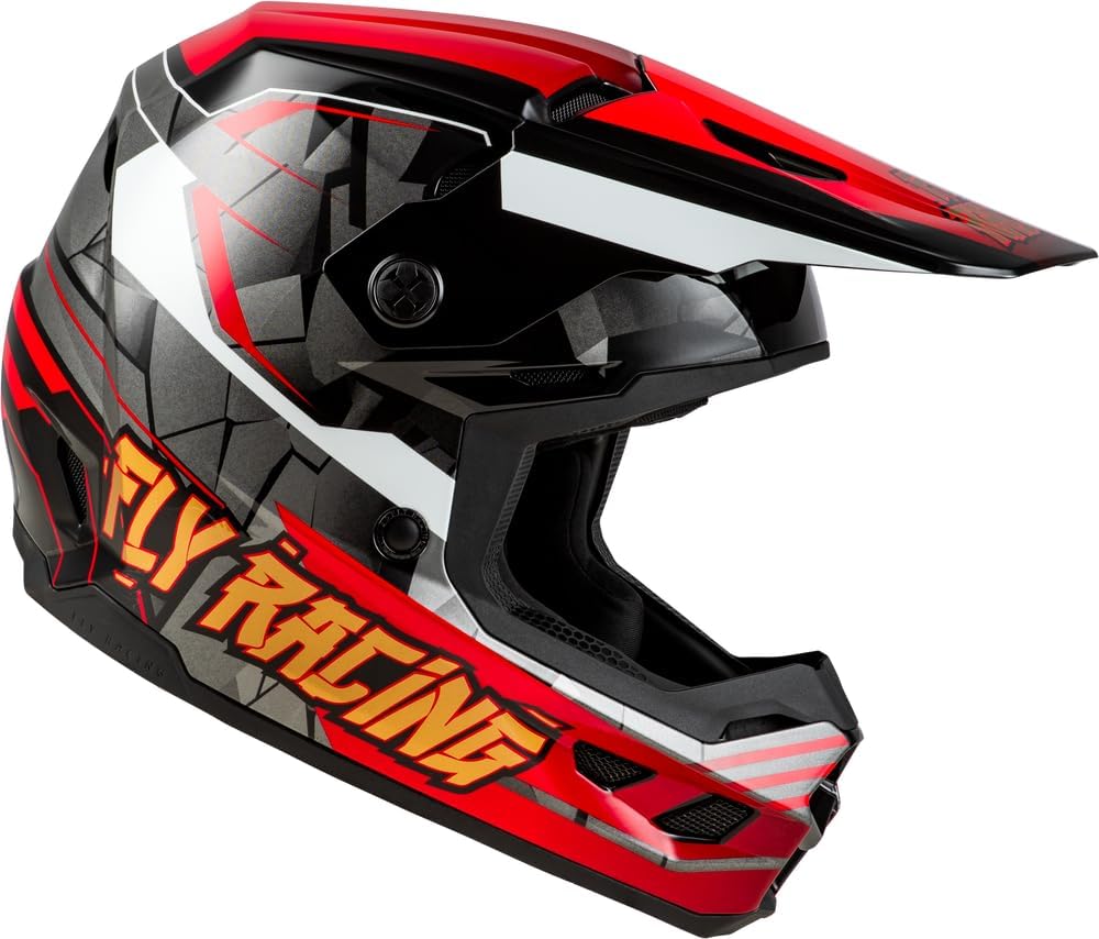 Fly Racing Youth Kinetic Scorched Offroad Helmet (Red/Black/White, Small)