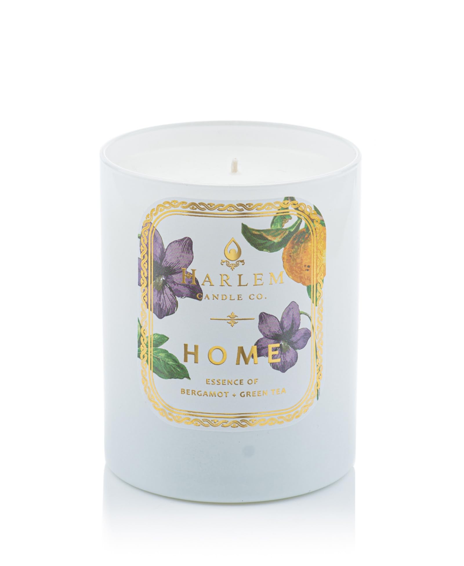 HARLEM CANDLE CO.Home Luxury Candle, 11 oz White Glass Jar, Double Wick, Soy Wax, Gift Box, Bergamot, Jasmine, Sandalwood, Mandarin Orange and Green Tea Leaves,80 Hour Burn