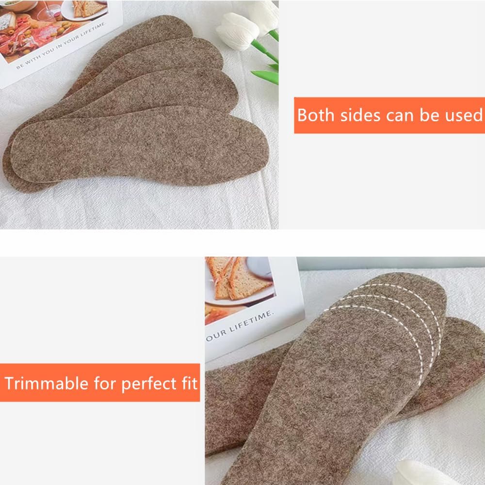 Alpaca Wool Warm Shoe Insert - Wool Shoe Insoles for Boot Soft Winter Warm Shoe Replacement Men 7 Women 8 - Image 4