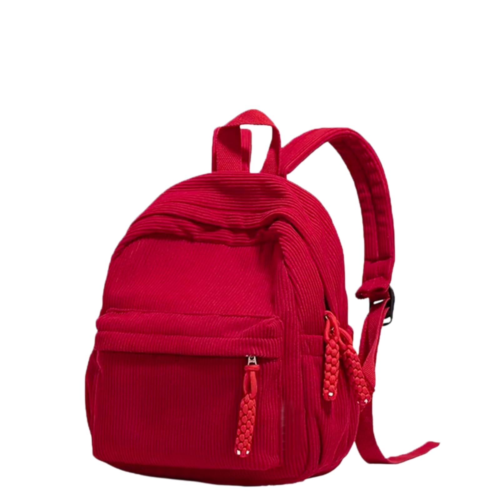 Zaino da Viaggio Mini Verticale Nero Intrecciato con Cerniera A Perline Tira Il Sacco Giorno Luce Tasca Laterale per Lo Shopping Casual Giornaliero-Khaki
