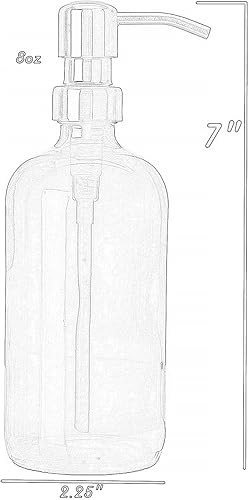 Miniatura 5 de Dispensador de jabón negro, dispensador de jabón de vidrio de 7.7fl oz con bomba de metal y posavasos antideslizante, botella de vidrio de media