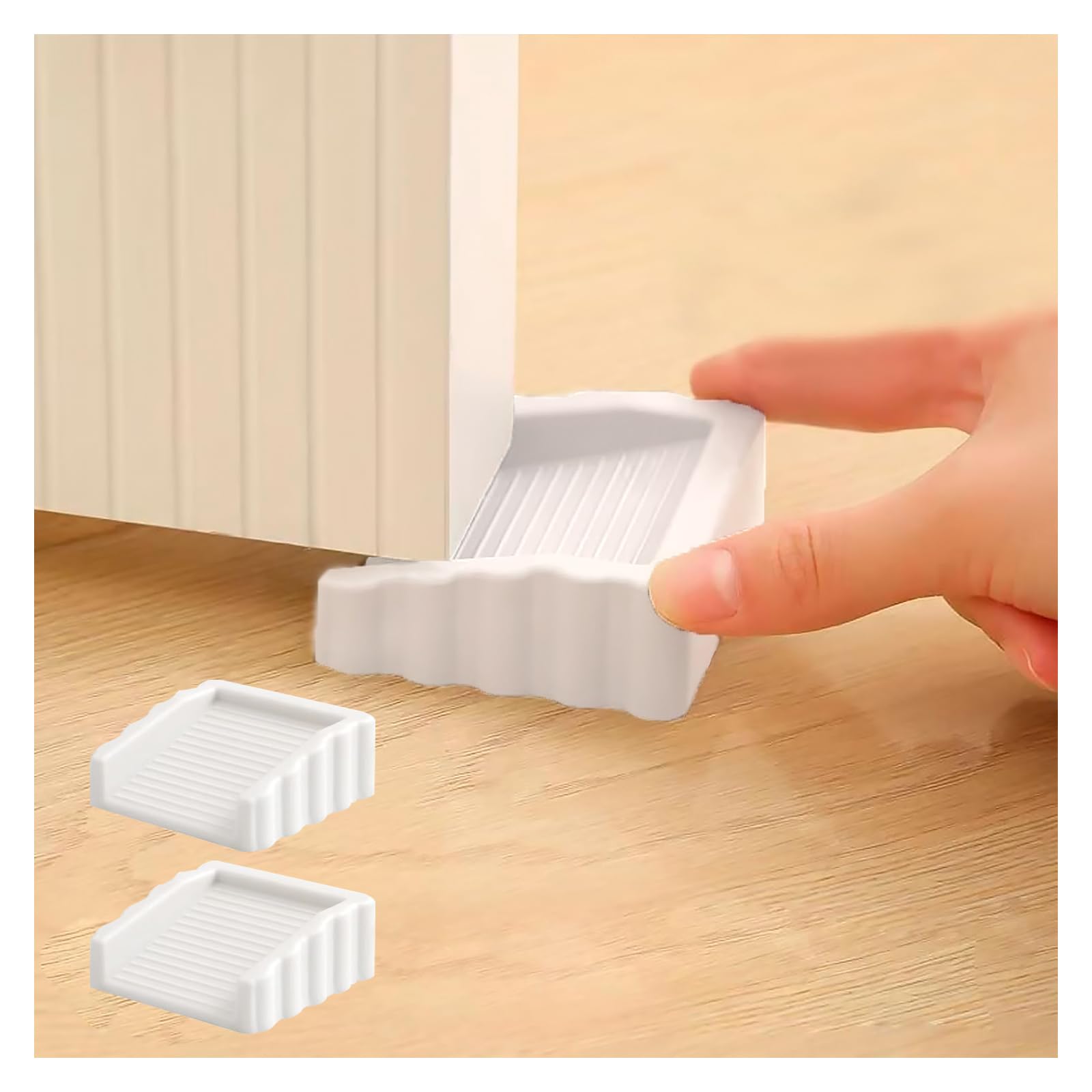 Wsiwzai Whitex2 Rubber Door Stoppers Wedge,Bidirectional Door Stops,Small Size Cube Doorstop,White 2Pack
