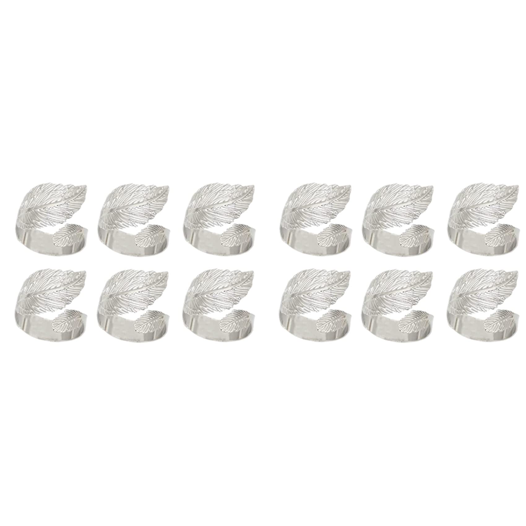 Hndhbfgrt Leaf Napkin Rings Set of 12,Leaves Napkin Rings for Table Setting,Metal Leaf Napkin Holder Rings Silver