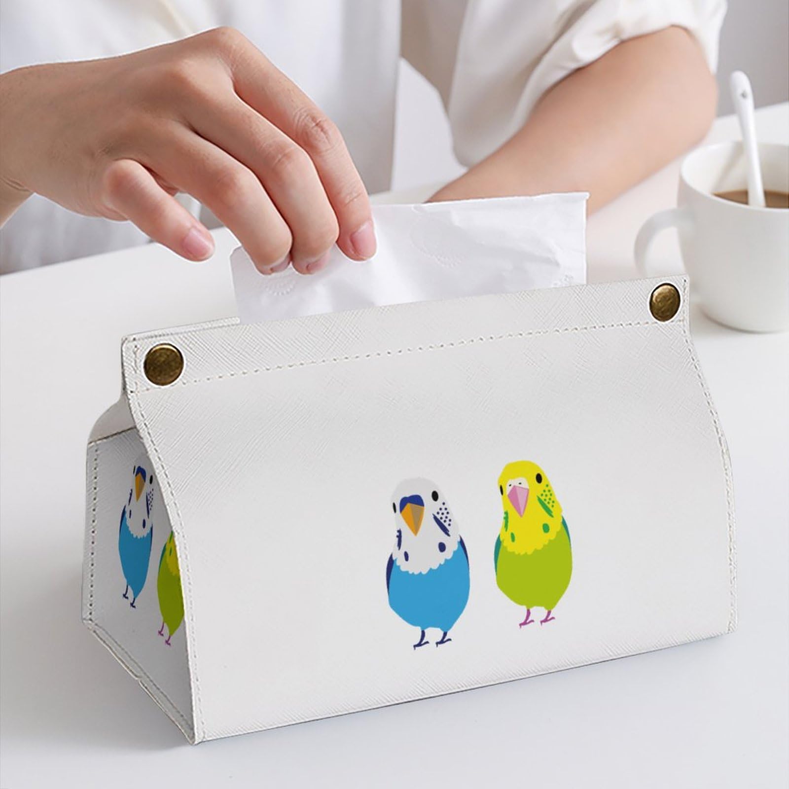 鳥型ティッシュボックス 陶磁製　インコ Amazon｜ティッシュケース セキセイインコ 二匹 鳥柄 ティッシュ