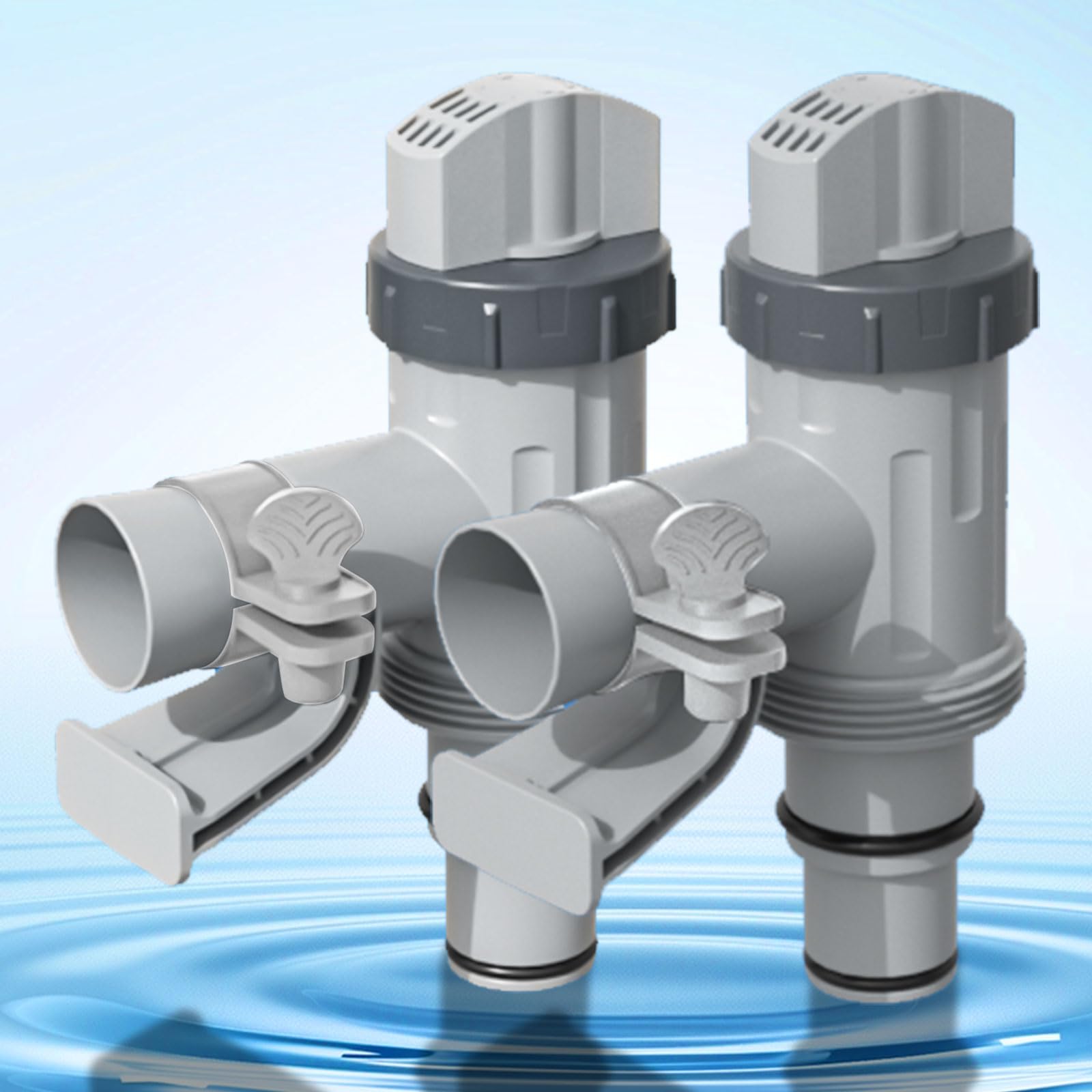 KUMATER Plunger Valve with Pipe Holder - Pool Hose Adapter for Above Ground Pools - Pool Pump Hoses Replacement Parts (2 Pack)