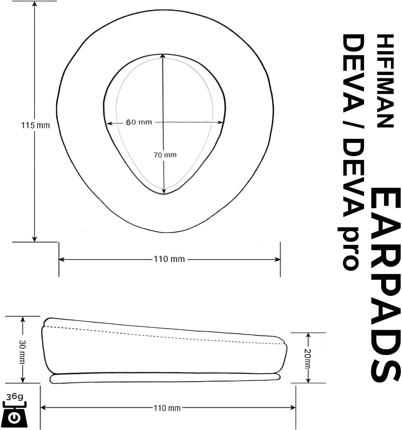 Replacement for Earpad Hifiman DEVA DEVA Pro Earphone Earmuff Lambskin Earcap Polyester Foam Ear pad (Perforated)