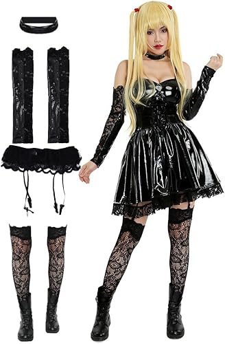 Vista 2 de Haikyuu - Vestido gótico para mujer con medias ligas, gargantilla, gótico, disfraz de cosplay para Halloween