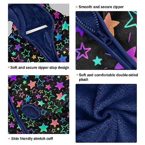 Bright Neon Stars Boys Fleece Hoody Jacket Zip Up Coat Warm Fall Winter Plush Jacket Long Sleeve Outerwear3
