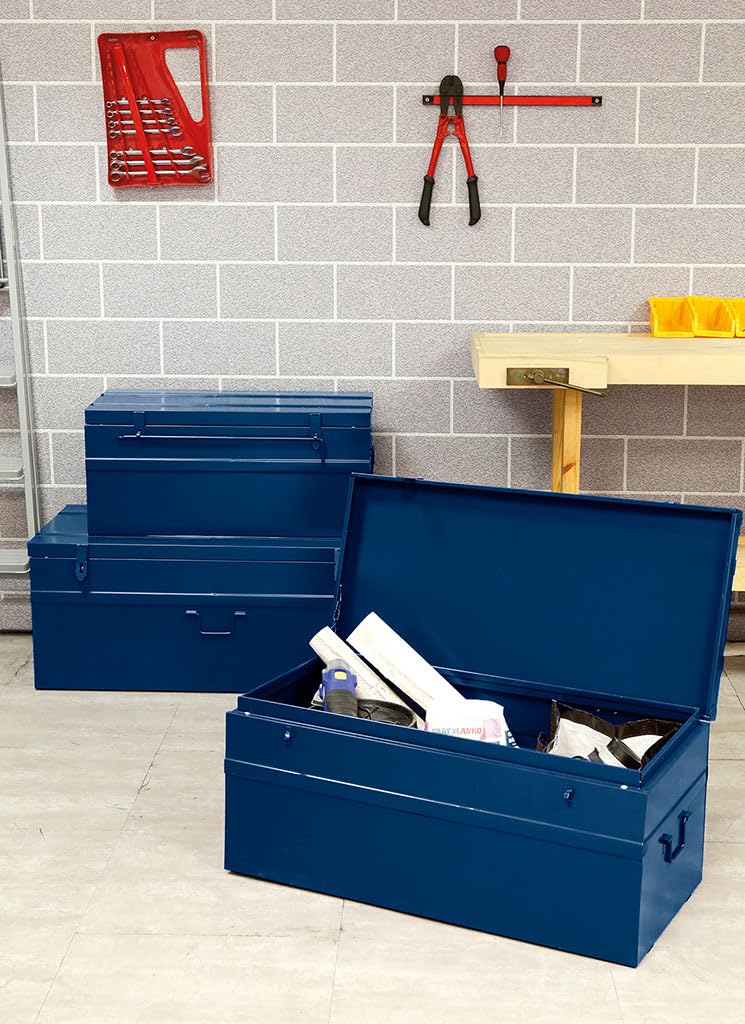 Cogex - Set di 3 scatole in metallo lucchetti, colore: blu, dimensioni: 70700 x 330 x 310 mm, 100800 x 390 x 340 mm, 150900 x 450 x 370 mm