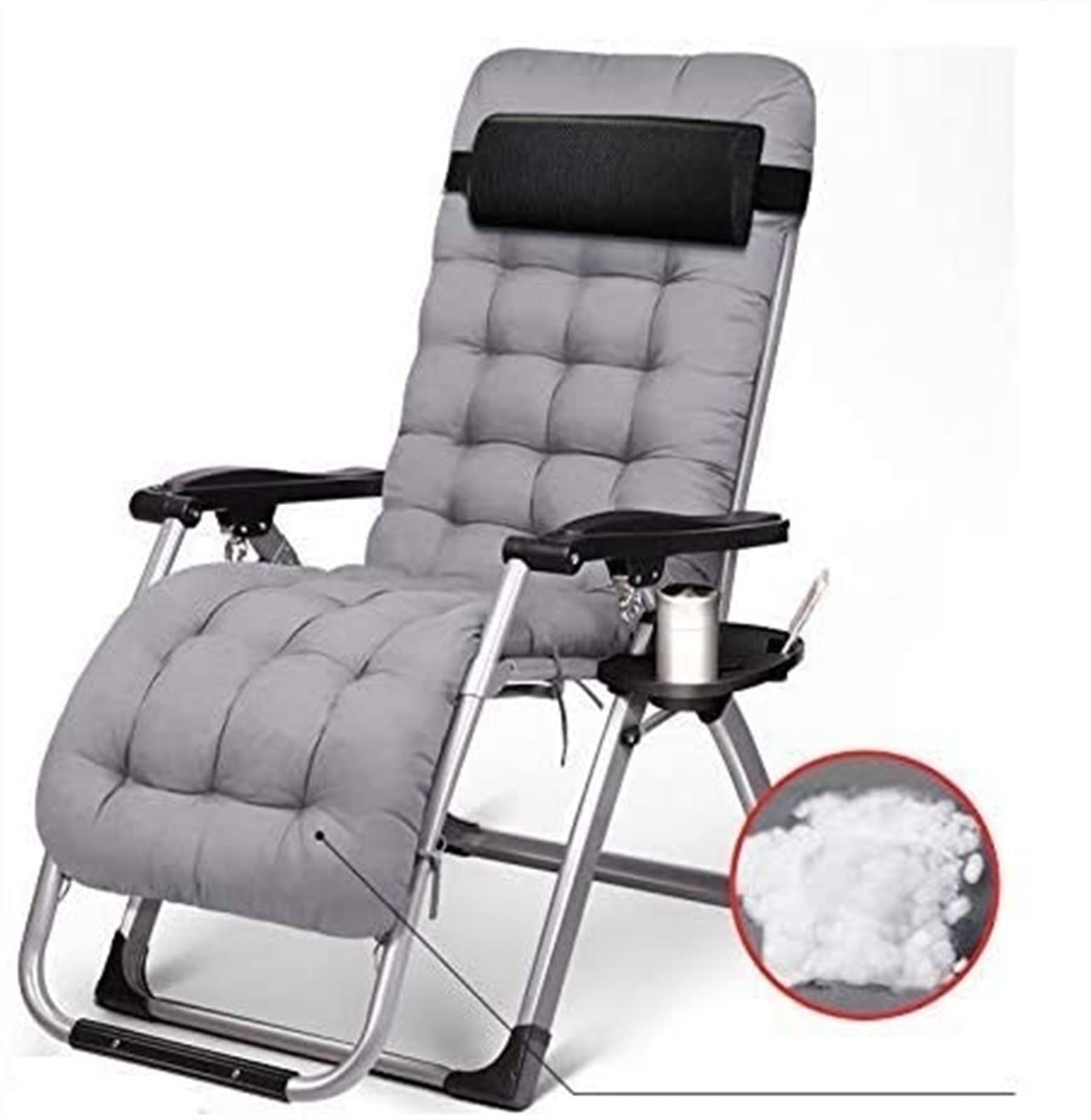 Chaises longues inclinables de patio extérieur pliantes et transat de jardin avec coussin