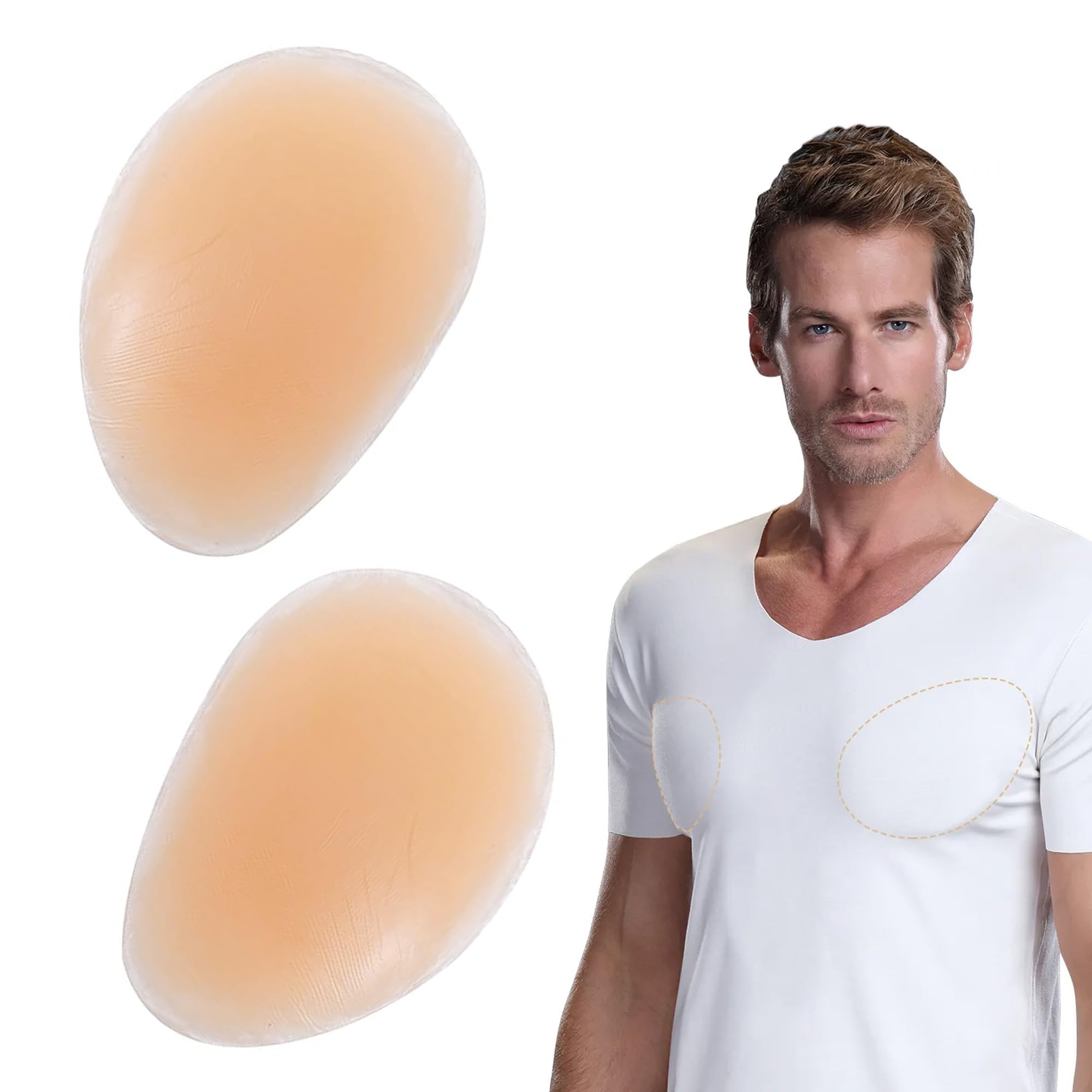 Coussinets de poitrine pour homme - En silicone - Faux autocollants invisibles pour muscles pectoraux - Pour une présentation parfaite des muscles de la poitrine