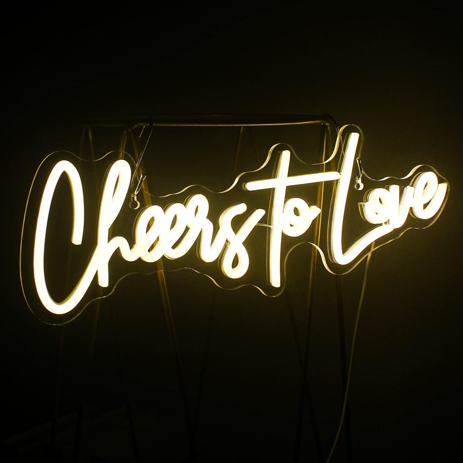 LookLight Cheers to Love Neonschild Warmweißes LED-Leuchtreklame Hochzeit Leuchtreklame USB Acrylic Brief Cheers Leuchtschild für Schlafzimmer Hochzeit Verlobungsfeier Dekoration