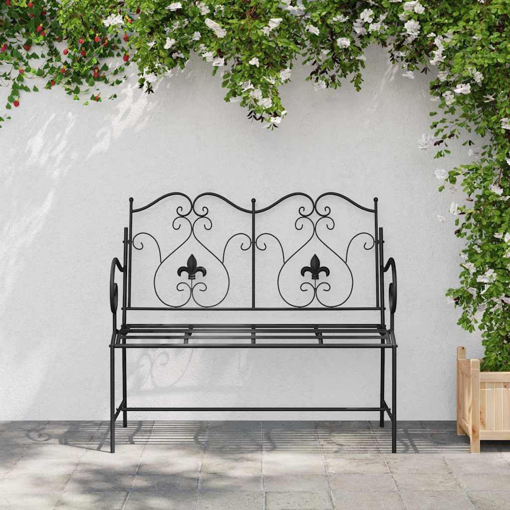 Fengshui Ławka ogrodowa stalowa czarna 104 x 54 x 93 cm