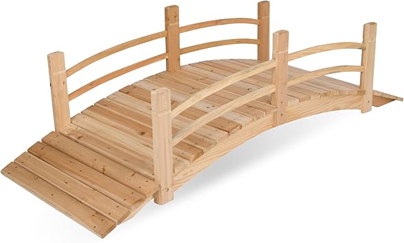 Shine Company 4982N 6 Ft. Cedar Wood Garden Bridge with Side Rails, Natural